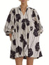 NewWomen Maternity Mini Dress Casual Leaf Print Loose 3/4 Sleeve High Waist Dress For Photoshoot Pregnancy Clothes