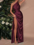NewWOWDARK Women's Plus Size Autumn One Shoulder Ruched Slit Dress