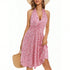 New2025 New Floral Dress V-Neck Neck Neck Waist Pendulum Casual Commuter Halter Dress