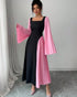 NewPleated Trumpet Long Sleeve U-Neck Slim Fit Contrast Color Temperament Dress