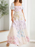 NewWomen Summer A-Line Dress Casual Ruffled Hem Floral Print Short Sleeve Party Dress For Cocktail Streetwear