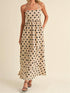 NewWomen Summer Bobo Spaghetti Strap Long Dress Casual Dot Print Backless A-Line Party Dress For Vacation Beach Streetwear