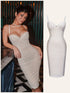 NewCurvySweet Summer Sexy Women's Leopard Lace Deep V-Neck Spaghetti Straps Shapewear Bodycon Midi White Dress,Romantic Dinner Dress,Wedding Guest Dress,For Party ,Festival,Beach ,Birthday,Graduation,Homecoming,Graduation Season,Vacation,Date
