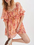 NewWomen's Printed Mini Dress, Short Sleeved Square Neck Slim Fit Dress, Summer Daily Casual Wear