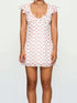 NewWomen Dot Print Short Dress Slim V Neck Flying Sleeve A-Line Mini Dress For Daily Party Club