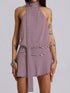 NewWomen's Summer Halter Neck Backless Polka Dot/Striped Low Waist Mini Dress