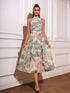 NewAll Over Print  Floral    Elegant    Backless  Zipper  Ruched    Formal & Evening