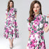 NewWomen Midi Dresses 2025 Floral Print Short Sleeve Shirt Dress With Belt Lapel Slim Fit A Line Knee Length Floral Blouse Dress Vestidos Elegantes Vestido Elegante Dama