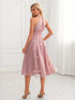 NewHalter A-Line Jacquard Satin Midi Dress