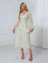 NewFloral Print V-Neck A-Line Chiffon Midi Dress