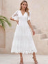 NewRuffle V-Neck A-Line Lace Midi Dress