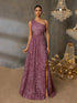 NewFaeriesty Elegant Sequin One-Shoulder Slit Dress With Dramatic Floor-Length Hem | Luxury Evening Look For Galas, Weddings Or Black-Tie Events