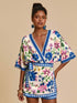 NewTravachic Women's Vacation Bat Sleeve Tropical Floral Print Jumpsuit
