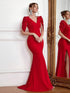 NewRed V-Neck Backless Long Prom Dress With Train For Women